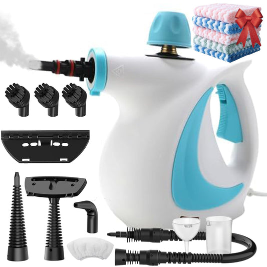 Red Hut Dampfreiniger™ – Kompakter Hand-Dampfreiniger mit Zubehör für Küche, Bad & Auto (Blau)